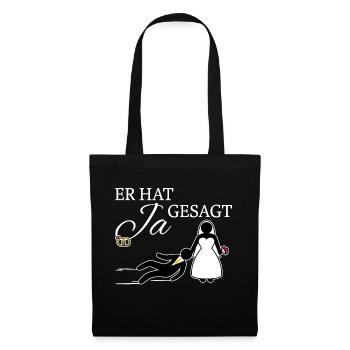 Ja Gesagt Heirat Junggeselle Junggesellin Hochzeit - Stoffbeutel - Schwarz - Vorne