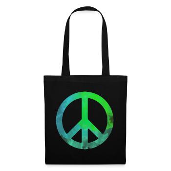 Symbole de cadeau coloré aquarelle paix bleu bleu - Sac en tissu - noir - Devant