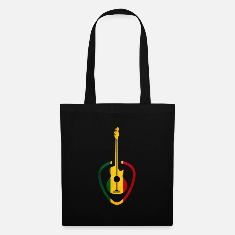 Gitarre im Rastafari-Ton - Stoffbeutel - Schwarz