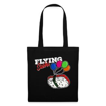 Running Sushi Flying Spruch Japan Essen Lustig - Stoffbeutel - Schwarz - Vorne