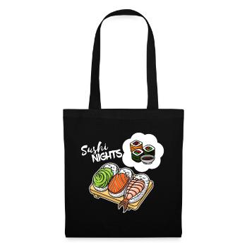 Sushi Avocado Lachs Schlafen Traum Lustig Essen - Stoffbeutel - Schwarz - Vorne