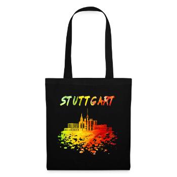 Stuttgart Skyline / Schwaben Stadt Schwarzwald - Stoffbeutel - Schwarz - Vorne