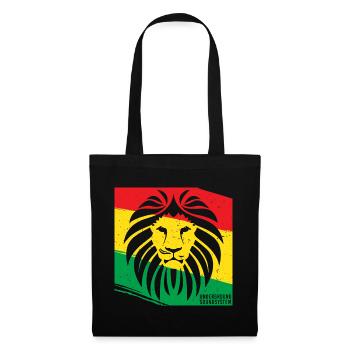 Löwe im Rasta Stil - Stoffbeutel - Schwarz - Vorne