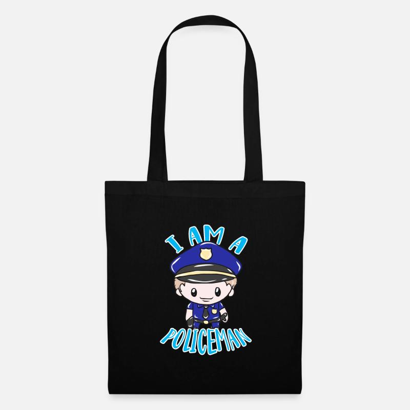 I Am a Policeman Cartoon - Stoffbeutel - Schwarz