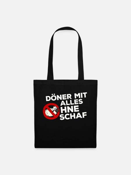 Döner Kebab Kebap Schaf Scharf Spruch Lustig - Stoffbeutel - Schwarz