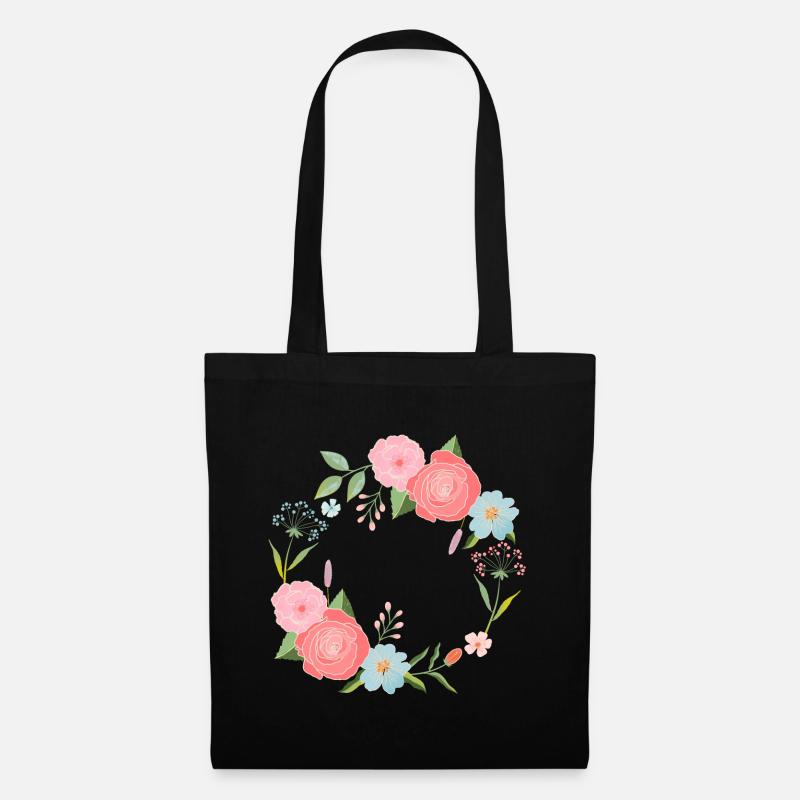Blumenkranz-Magie - Stoffbeutel - Schwarz
