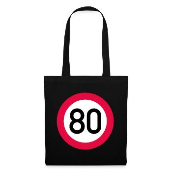 80 ans Attention ! Panneau de signalisation 80 km/h - Sac en tissu - noir - Devant