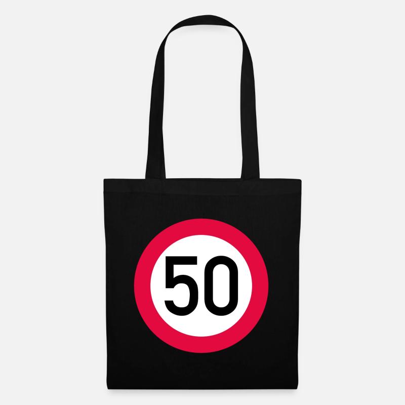 50. Geburtstag Achtung! Verkehrsschild 50 Km/h - Stoffbeutel - Schwarz