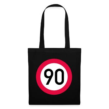90 ans Attention ! Panneau de signalisation 90 km/h - Sac en tissu - noir - Devant