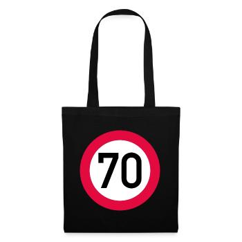 70 ans Attention ! Panneau de signalisation 70 km/h - Sac en tissu - noir - Devant