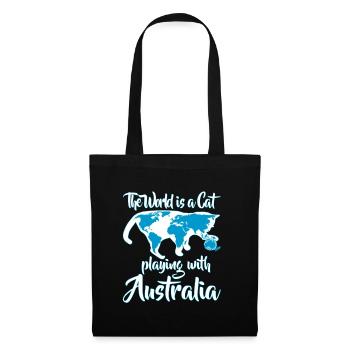 Chat drôle joue avec le cadeau du monde Australie - Sac en tissu - noir - Devant
