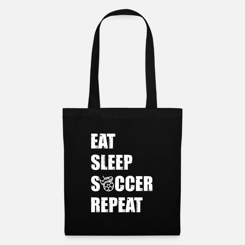 Eat. Sleep. Soccer. Repeat. - Stoffbeutel - Schwarz