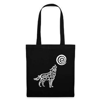 Le loup blanc et la lune - Sac en tissu - noir - Devant