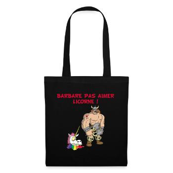 Barbare et licorne - Sac en tissu - noir - Devant