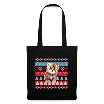 Ugly Christmas Sweater cat - Tote Bag - black - Front