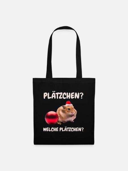 Hamster Weihnachten Plätzchen Weihnachtsgeschenk - Stoffbeutel - Schwarz