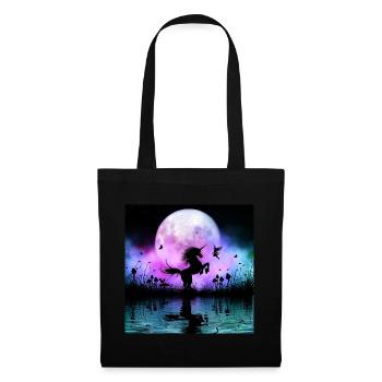 Merveilleuse licorne avec fée la nuit - Sac en tissu - noir - Devant