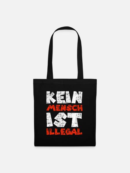 Kein Mensch ist illegal - Stoffbeutel - Schwarz