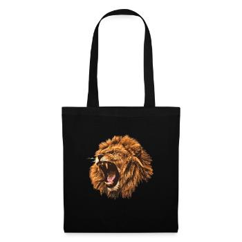 Lion rugissant cadeau - Sac en tissu - noir - Devant