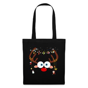 Christmas Reindeer Face - Tote Bag - black - Front
