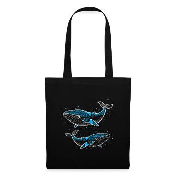 Deux baleines - Sac en tissu - noir - Devant