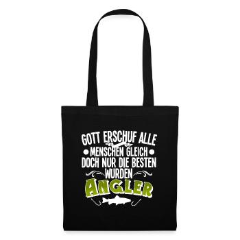 Angler Angeln - Stoffbeutel - Schwarz - Vorne