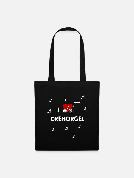 Drehorgel Herz für Drehorgelspieler - Stoffbeutel - Schwarz