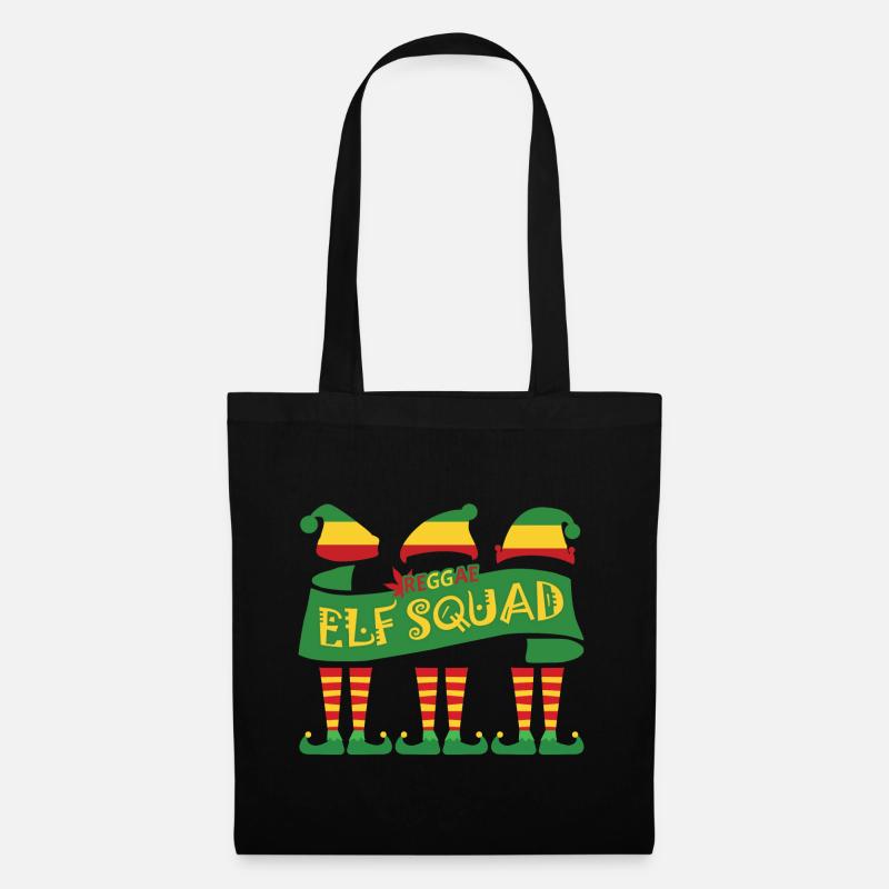 Reggae Elf Squad, Weihnachten, lustig, xmas, rasta - Stoffbeutel - Schwarz
