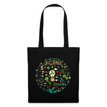 croquis de la planète verte en coloré - Sac en tissu - noir - Devant