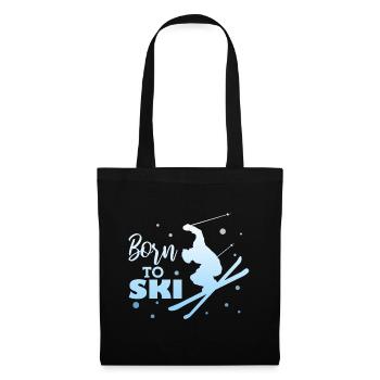 Born To Ski, abfahrtsski, Winterurlaub, Ski, xmas - Stoffbeutel - Schwarz - Vorne