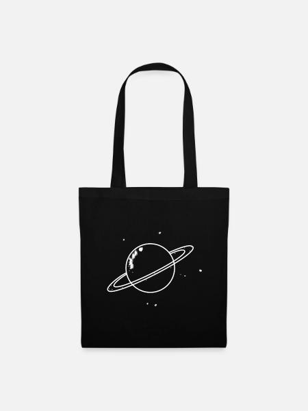 Planet mit Sternen - Stoffbeutel - Schwarz
