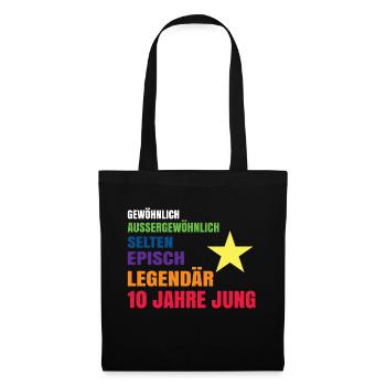 Geburtstag Kind 10 Junge Sohn Geburtstagsgeschenk - Stoffbeutel - Schwarz - Vorne