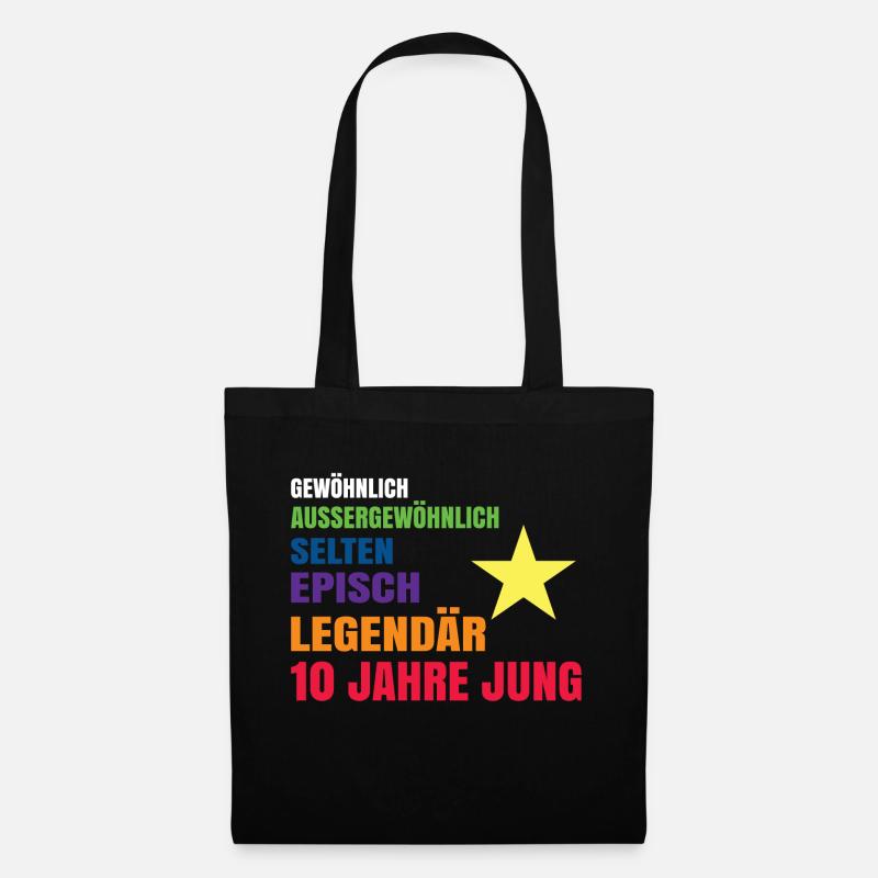 Geburtstag Kind 10 Junge Sohn Geburtstagsgeschenk - Stoffbeutel - Schwarz