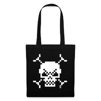 Pixel Skull Petit Pixel Art Jolly Roger Blanc - Sac en tissu - noir - Devant