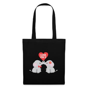 Elefant Elefanten Valentinstag Herz Liebe Geschenk - Stoffbeutel - Schwarz - Vorne
