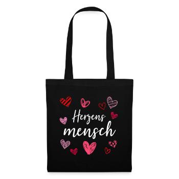 Herzensmensch Liebe Herzen Valentinstag Geschenk - Stoffbeutel - Schwarz - Vorne