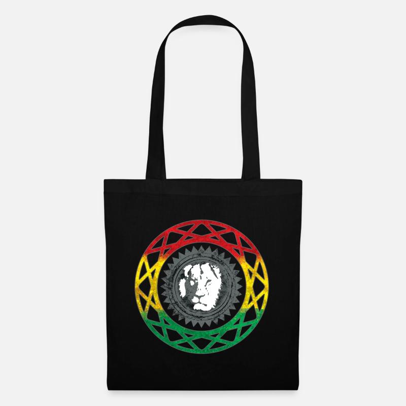 Löwengesicht im Rasta-Mandala-Stil - Stoffbeutel - Schwarz