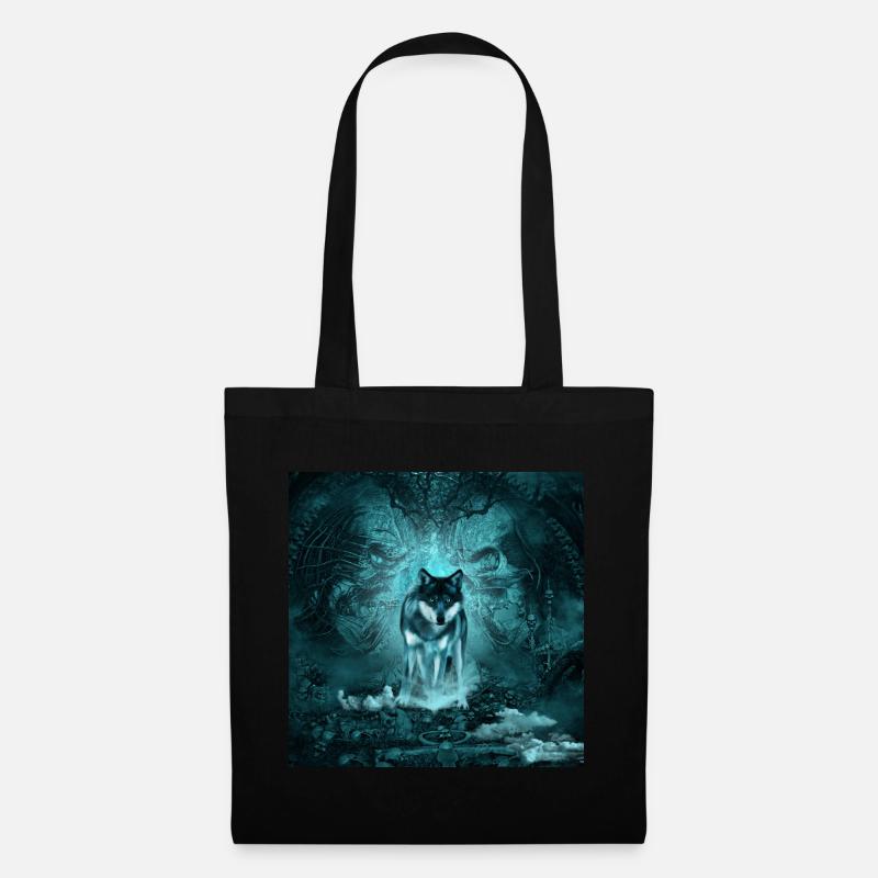 Awesome wolf at night - Tote Bag - black