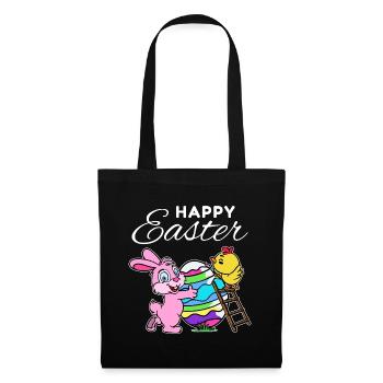 Lapin de pâques heureux lapin de pâques poussin oeuf de poule - Sac en tissu - noir - Devant