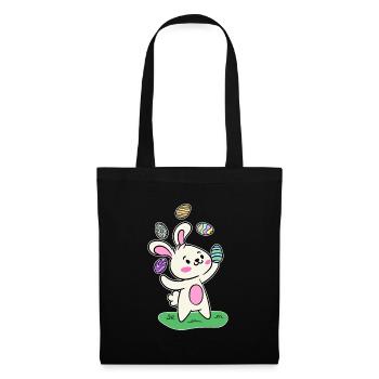 Lapin de Pâques Lapin de Pâques Oeufs de Pâques Joyeuses Pâques - Sac en tissu - noir - Devant