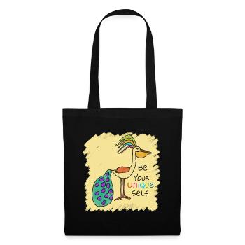 Beautiful bird, funny, special, unique with text - Tote Bag - black - Front