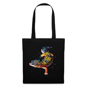 Leopard Gecko Reptilienhalter Eidechse Aquarell - Stoffbeutel - Schwarz - Vorne