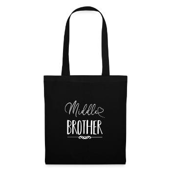Mittlerer Bruder Geschwister Partnerlook Geschenk - Stoffbeutel - Schwarz - Vorne