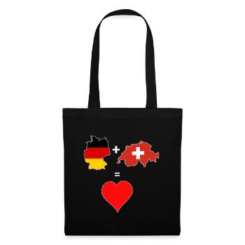 Deutschland Schweiz Herz Liebe Heimat Geschenk - Stoffbeutel - Schwarz - Vorne