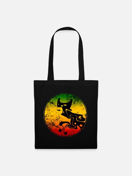 Abstrakte Wildcat Silhouette in Reggaefarben - Stoffbeutel - Schwarz