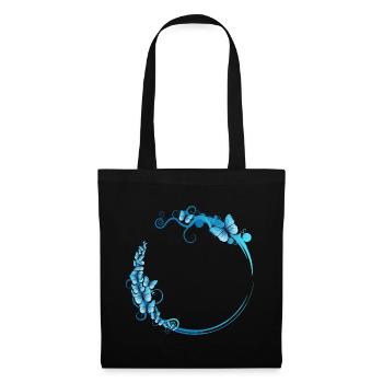 blue butterfly frame for your own texts - Tote Bag - black - Front