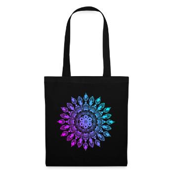 Mandala fleur rose violet turquoise - Sac en tissu - noir - Devant