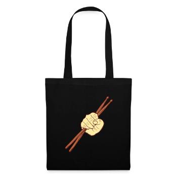 Drumming Shirt For Drummers "Drumsticks Hand" - Tote Bag - black - Front