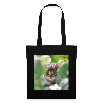 Chaton timide mais curieux - Sac en tissu - noir - Devant