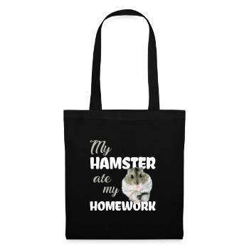 Hamster Hausaufgaben Lustiger Spruch - Stoffbeutel - Schwarz - Vorne